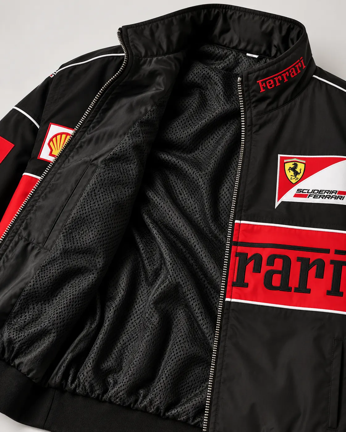 The jacket opened up showing its breathable mesh lining